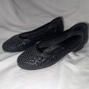 Sesto Meucci Black Woven Leather Flats Size 8.5 Made in Italy Comfort Balletshoe